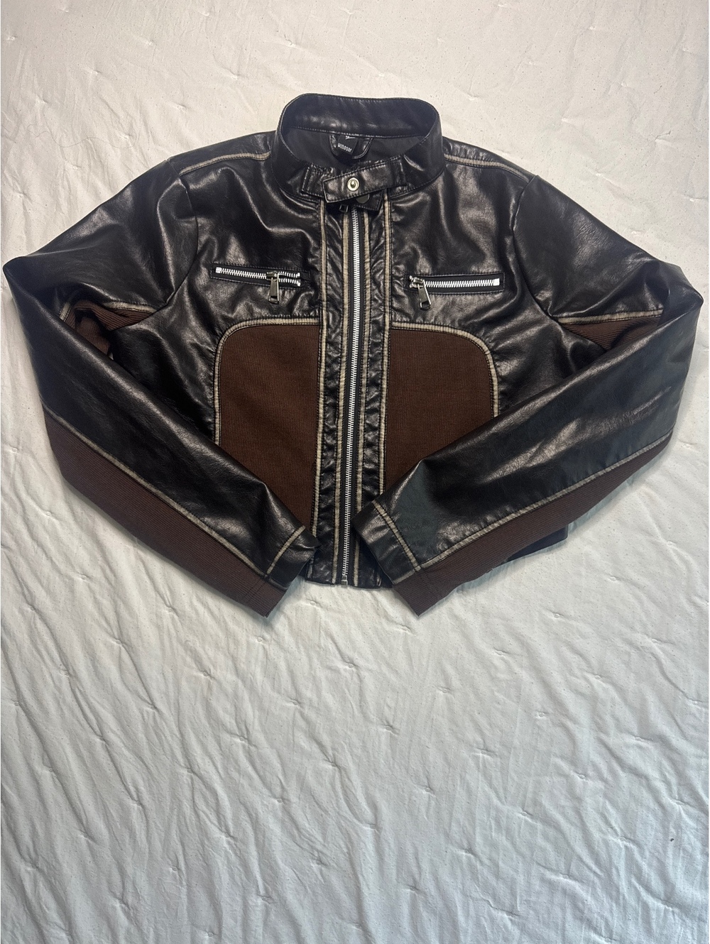 Windsor Womens Black and Brown Leather Jacket